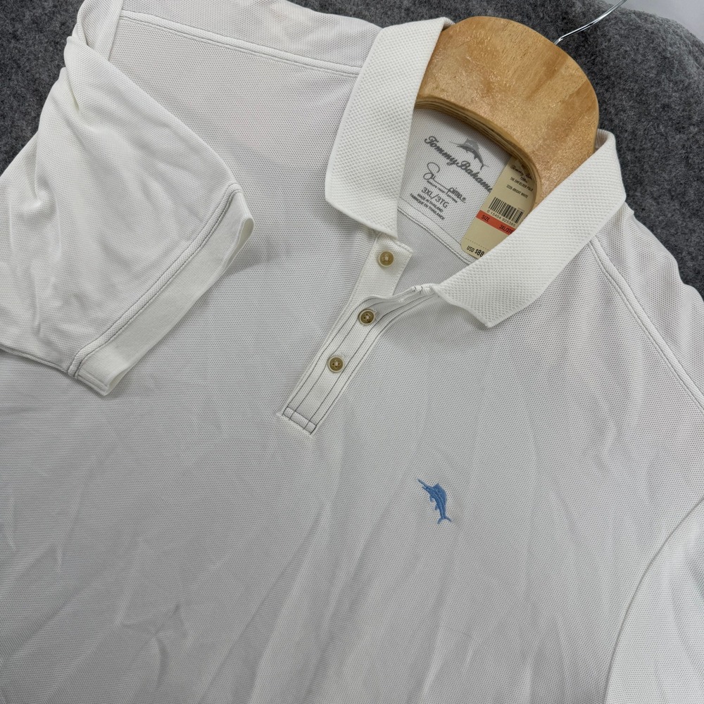 Tommy Bahama Emfielder Polo Mens 3XL Bright White Short Sleeve Marlin T20856 NWT